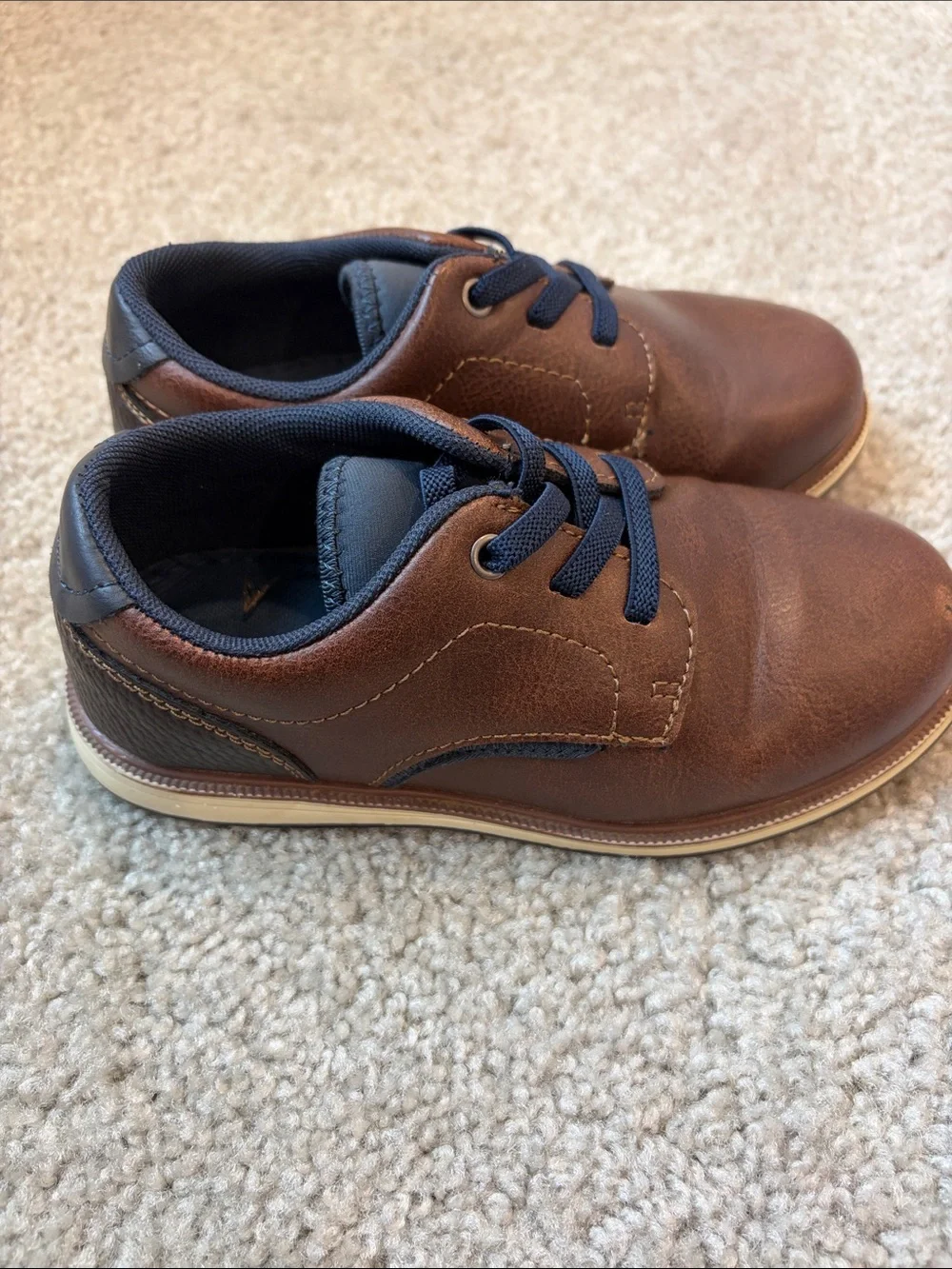 Mix No 6 Kids Brown Leather Casual Shoes with Navy Laces
